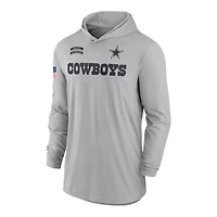Dallas Cowboys Gray 2024 Salute to Service Lightweight Performance Nike Long Sleeve Hoodie T-Shirt