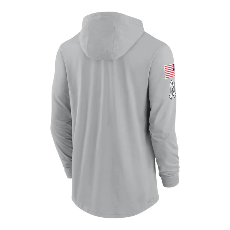 Dallas Cowboys Gray 2024 Salute to Service Lightweight Performance Nike Long Sleeve Hoodie T-Shirt