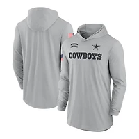 Dallas Cowboys Gray 2024 Salute to Service Lightweight Performance Nike Long Sleeve Hoodie T-Shirt