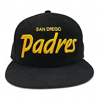 San Diego Padres Black and Yellow Script Corduroy Green UV New Era 59Fifty Fitted Hat