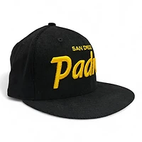San Diego Padres Black and Yellow Script Corduroy Green UV New Era 59Fifty Fitted Hat