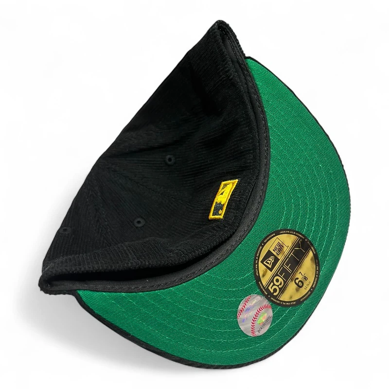 San Diego Padres Black and Yellow Script Corduroy Green UV New Era 59Fifty Fitted Hat