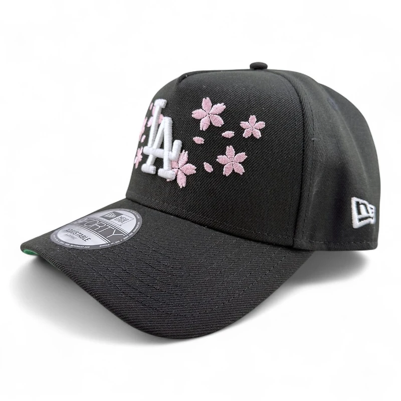 Los Angeles Dodgers Black Tokyo Series Pink Blossom New Era A-Frame 9FORTY Snapback Hat