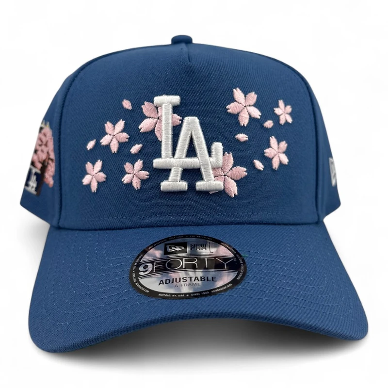 Los Angeles Dodgers Indigo Tokyo Series Pink Blossom New Era A-Frame 9FORTY Snapback Hat