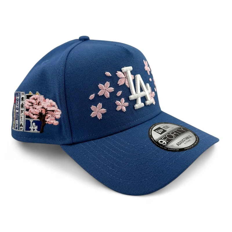 Los Angeles Dodgers Indigo Tokyo Series Pink Blossom New Era A-Frame 9FORTY Snapback Hat
