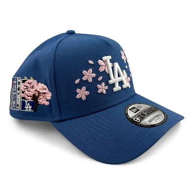 Los Angeles Dodgers Indigo Tokyo Series Pink Blossom New Era A-Frame 9FORTY Snapback Hat