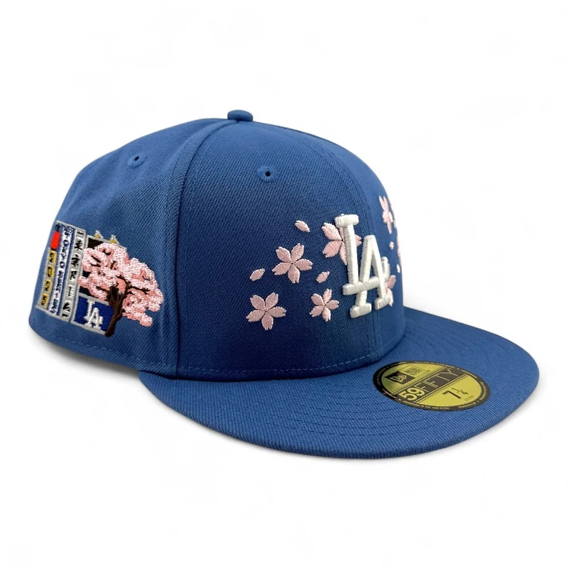 Los Angeles Dodgers Indigo Tokyo Series Pink Blossom Green UV New Era 59FIFTY Fitted Hat