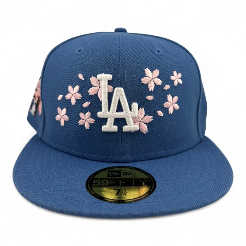 Los Angeles Dodgers Indigo Tokyo Series Pink Blossom Green UV New Era 59FIFTY Fitted Hat