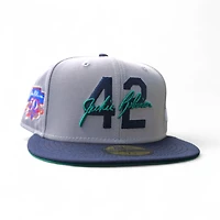 Seattle Mariners Grey Navy 2T Leon the Lab Jackie Robinson Patch Green UV New Era 59FIFTY Fitted Hat