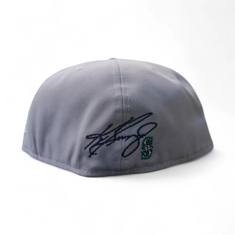 Seattle Mariners Grey Navy 2T Leon the Lab Jackie Robinson Patch Green UV New Era 59FIFTY Fitted Hat