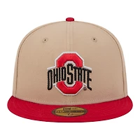 Ohio State Buckeyes Camel Brown and Red Basic New Era 59FIFTY Fitted Hat