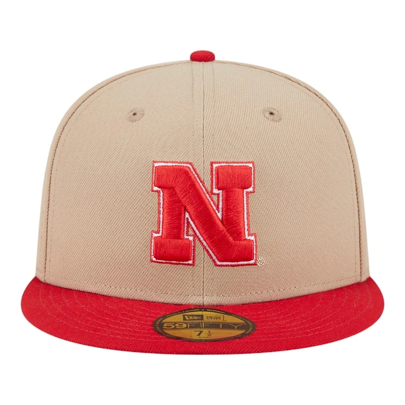 Nebraska Cornhuskers Camel Brown and Red Basic New Era 59FIFTY Fitted Hat