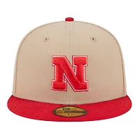 Nebraska Cornhuskers Camel Brown and Red Basic New Era 59FIFTY Fitted Hat