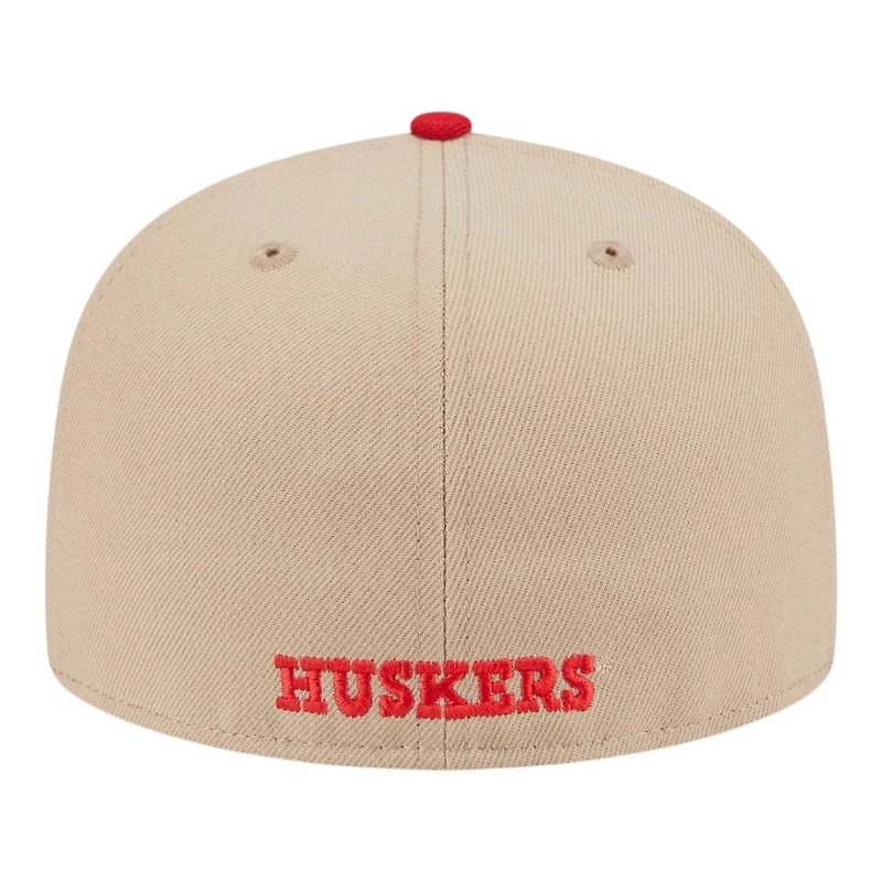 Nebraska Cornhuskers Camel Brown and Red Basic New Era 59FIFTY Fitted Hat