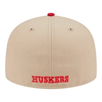 Nebraska Cornhuskers Camel Brown and Red Basic New Era 59FIFTY Fitted Hat