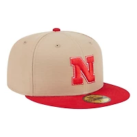 Nebraska Cornhuskers Camel Brown and Red Basic New Era 59FIFTY Fitted Hat