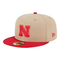 Nebraska Cornhuskers Camel Brown and Red Basic New Era 59FIFTY Fitted Hat