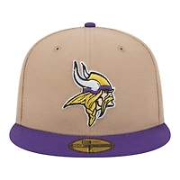 Minnesota Vikings Camel Brown and Purple Basic New Era 59FIFTY Fitted Hat