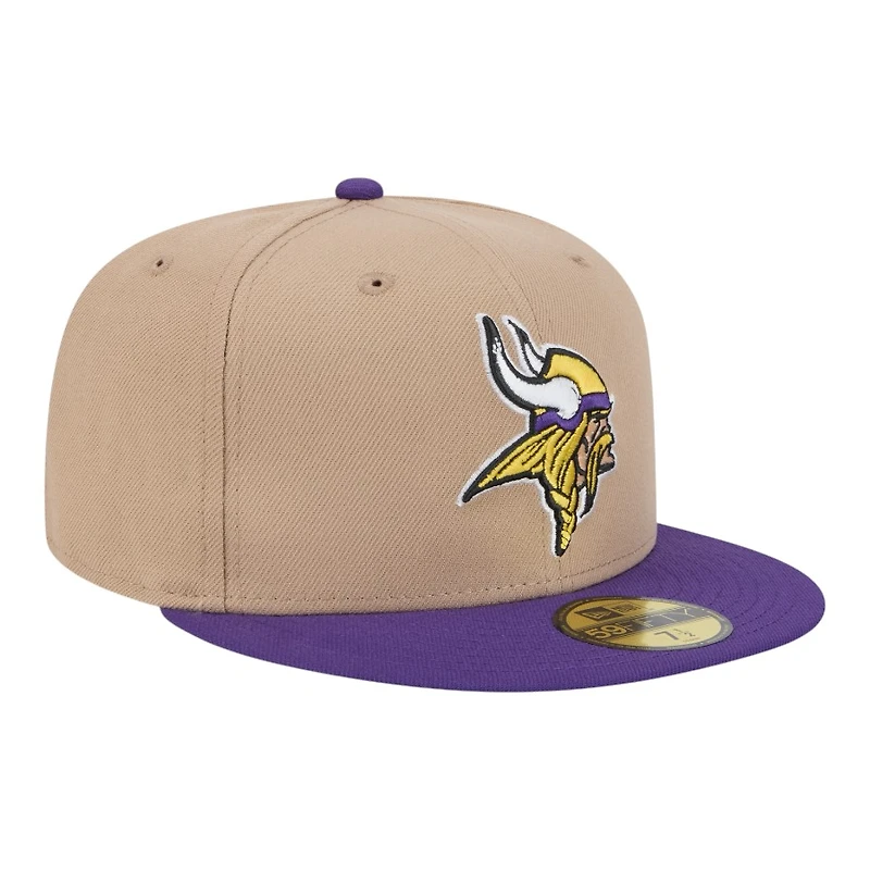 Minnesota Vikings Camel Brown and Purple Basic New Era 59FIFTY Fitted Hat