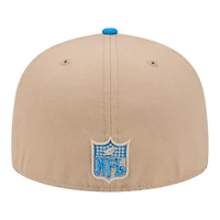 Detroit Lions Camel Brown and Blue Basic New Era 59FIFTY Fitted Hat