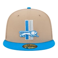 Detroit Lions Camel Brown and Blue Basic New Era 59FIFTY Fitted Hat