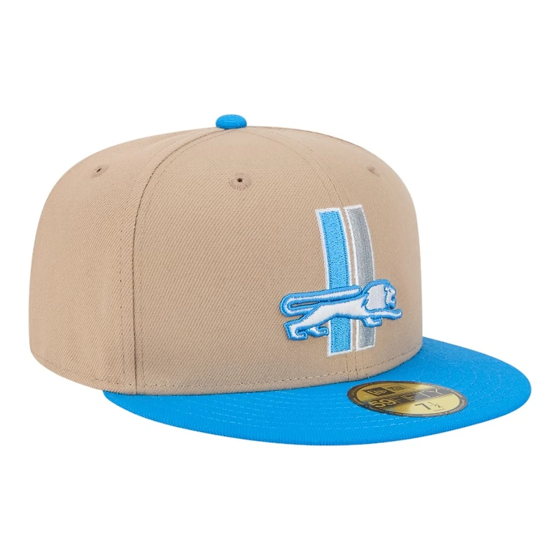 Detroit Lions Camel Brown and Blue Basic New Era 59FIFTY Fitted Hat