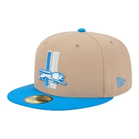 Detroit Lions Camel Brown and Blue Basic New Era 59FIFTY Fitted Hat