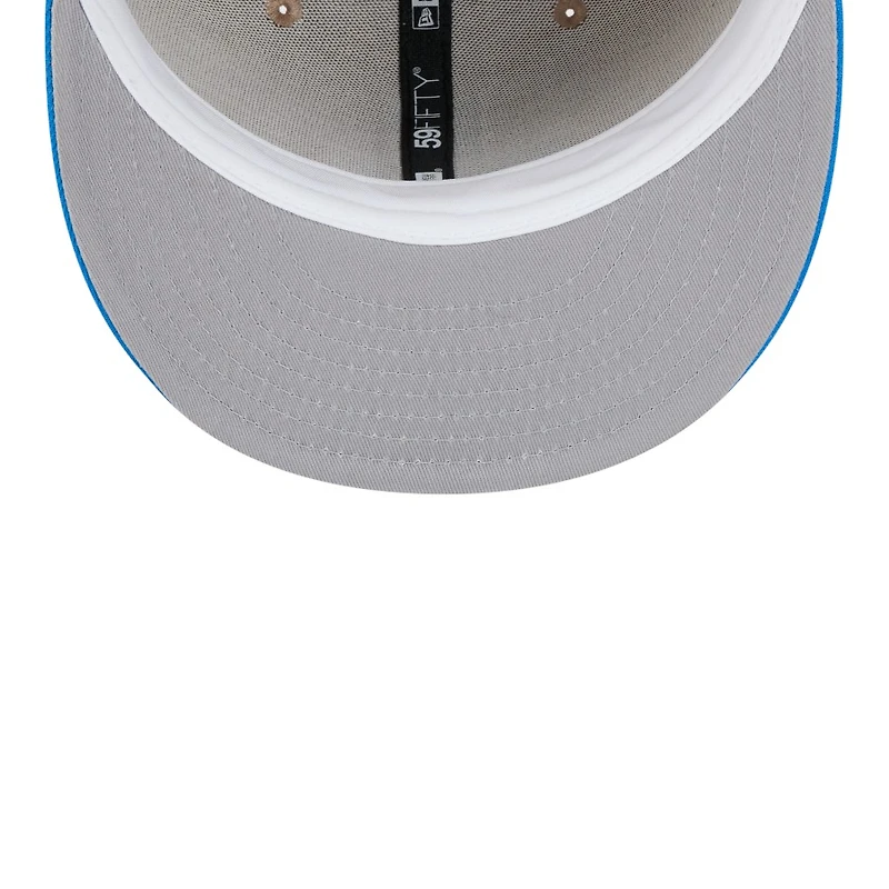 Detroit Lions Camel Brown and Blue Basic New Era 59FIFTY Fitted Hat