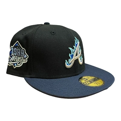 Atlanta Braves Black and Navy 1999 WS Patch Icy Blue UV New Era 59FIFTY Fitted Hat