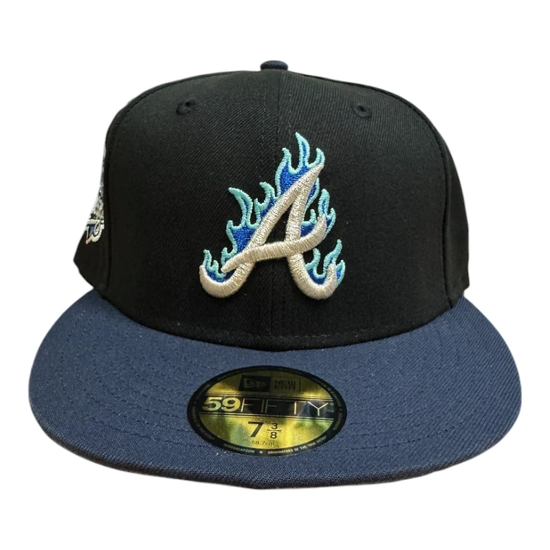 Atlanta Braves Black and Navy 1999 WS Patch Icy Blue UV New Era 59FIFTY Fitted Hat