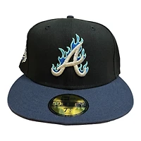 Atlanta Braves Black and Navy 1999 WS Patch Icy Blue UV New Era 59FIFTY Fitted Hat