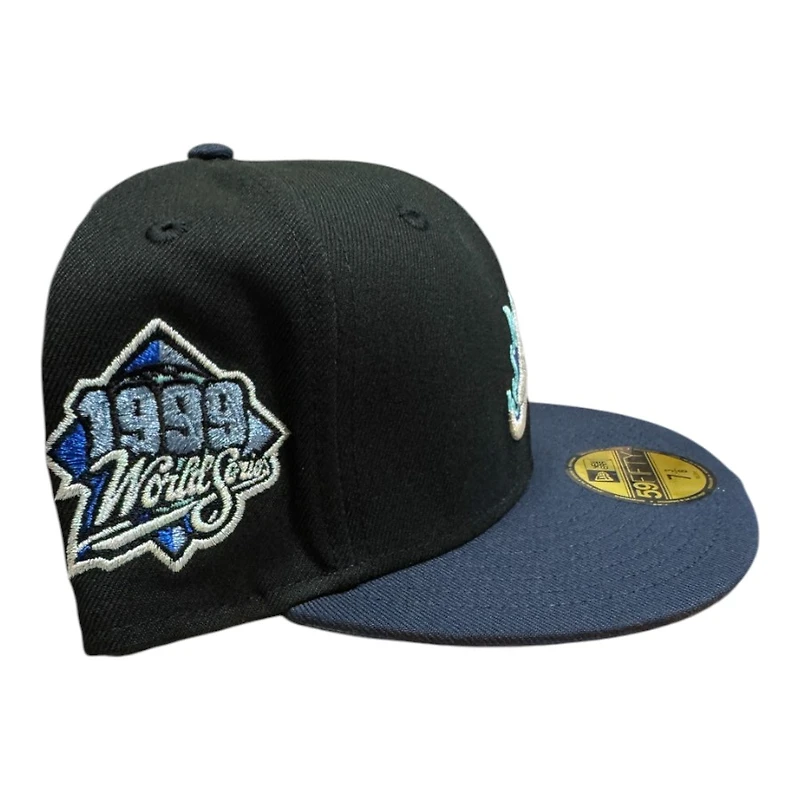 Atlanta Braves Black and Navy 1999 WS Patch Icy Blue UV New Era 59FIFTY Fitted Hat