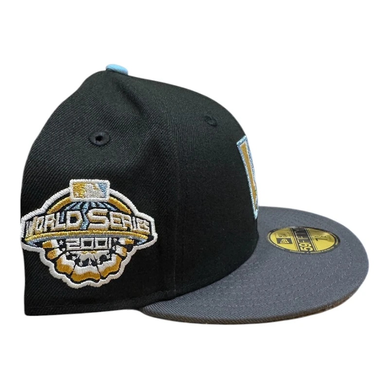 Arizona Diamondbacks Black and Gray 2001 WS Patch Icy Blue UV New Era 59FIFTY Fitted Hat