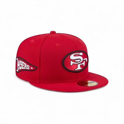 San Francisco 49ers Red Wavy Pennant Patch New Era 59FIFTY Fitted Hat