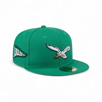 Philadelphia Eagles Historic Green Wavy Pennant Patch New Era 59FIFTY Fitted Hat