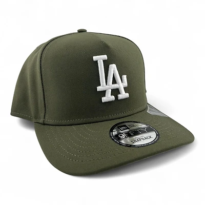 Los Angeles Dodgers White on Olive with Gray UV 9FIFTY A-Frame Snapback Hat