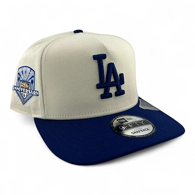 Los Angeles Dodgers Chrome and Royal Blue 50th Anniversary Patch Gray UV 9FIFTY A-Frame Snapback Hat