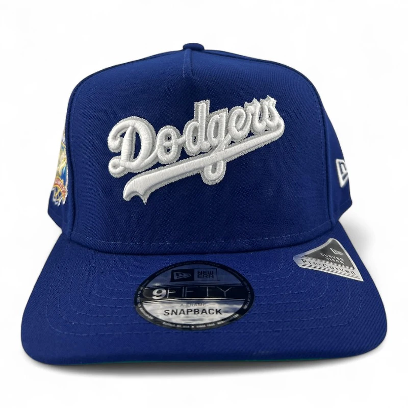 Los Angeles Dodgers Royal Blue Script 40th Anniversary Patch Green UV 9FIFTY A-Frame Snapback Hat