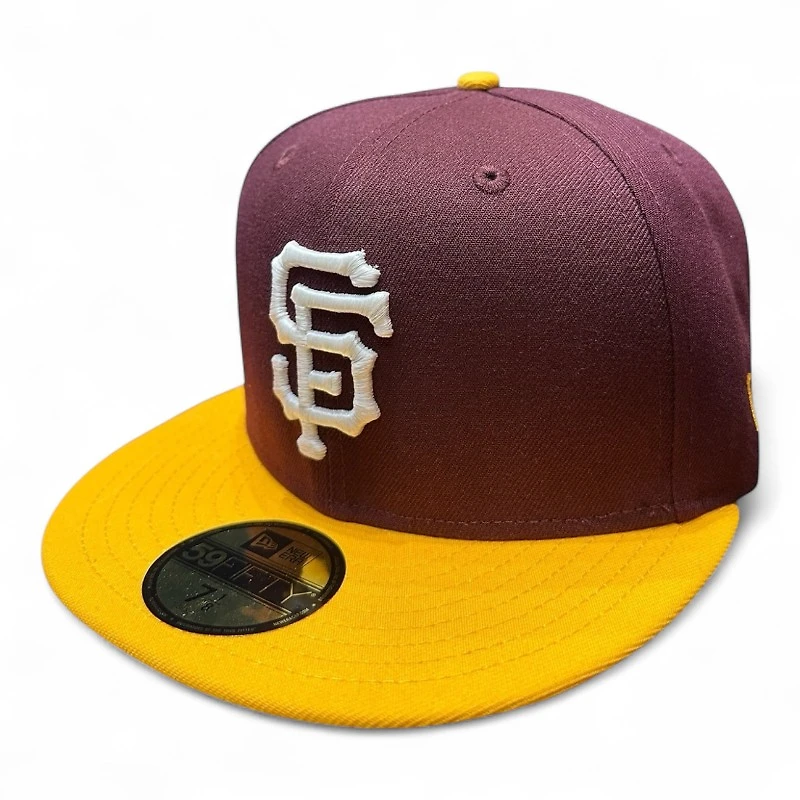 San Francisco Giants Maroon and Yellow 2007 ASG Patch Glow the Dark Gray UV New Era 59FIFTY Fitted Hat