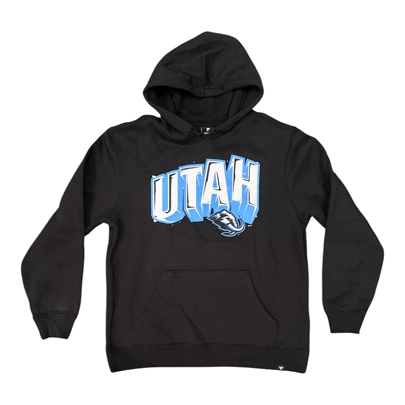 Utah Mammoth Black 3D Text Fanatics Pullover Hoodie