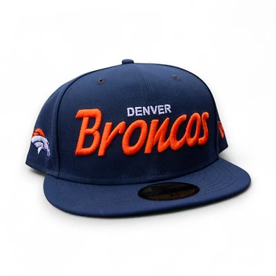 Denver Broncos Script Oceanside Blue Leon the Lab Green UV New Era 59FIFTY Fitted Hat