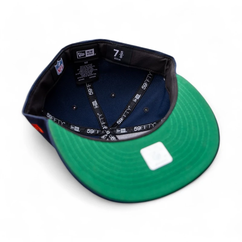 Denver Broncos Script Oceanside Blue Leon the Lab Green UV New Era 59FIFTY Fitted Hat