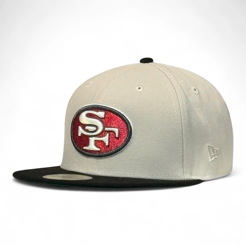 San Francisco 49ers Stone and Black 75 Years Patch Green UV NFL New Era 59FIFTY Fitted Hat