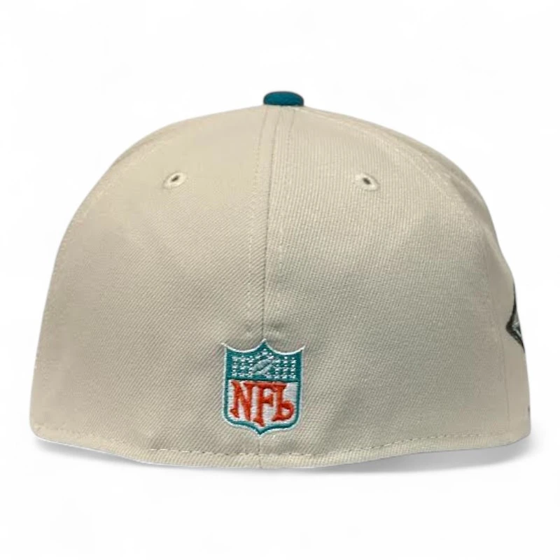 Miami Dolphins Stone and Aqua 75 Years Patch Gray UV NFL New Era 59FIFTY Fitted Hat