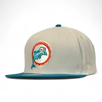 Miami Dolphins Stone and Aqua 75 Years Patch Gray UV NFL New Era 59FIFTY Fitted Hat