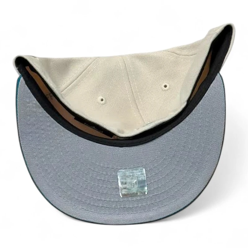 Miami Dolphins Stone and Aqua 75 Years Patch Gray UV NFL New Era 59FIFTY Fitted Hat