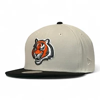 Cincinnati Bengals Stone and Black 75 Years Patch Green UV NFL New Era 59FIFTY Fitted Hat