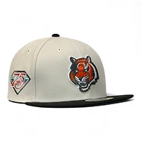 Cincinnati Bengals Stone and Black 75 Years Patch Green UV NFL New Era 59FIFTY Fitted Hat