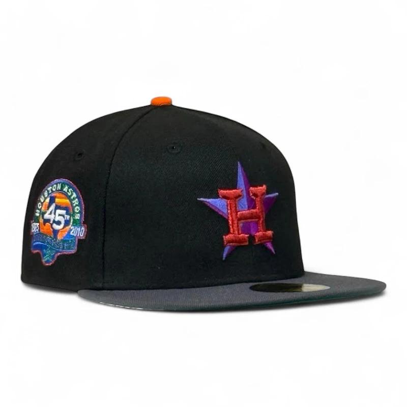 Houston Astros Black and Graphite 45th Anniversary Patch Green UV New Era 59FIFTY Fitted Hat