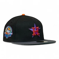 Houston Astros Black and Graphite 45th Anniversary Patch Green UV New Era 59FIFTY Fitted Hat